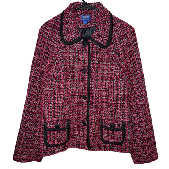 Pendleton Jackets & Blazers - Pendleton Wool Blazer Women Size 18 Petite Pink Black Blend Jacket